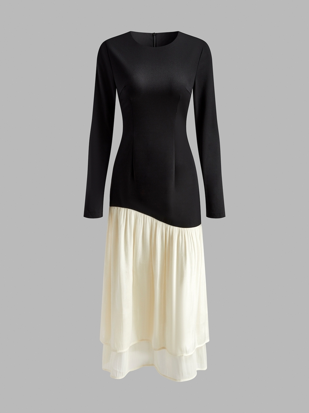 Commense Two Tone Panel Pleated Dress Medium